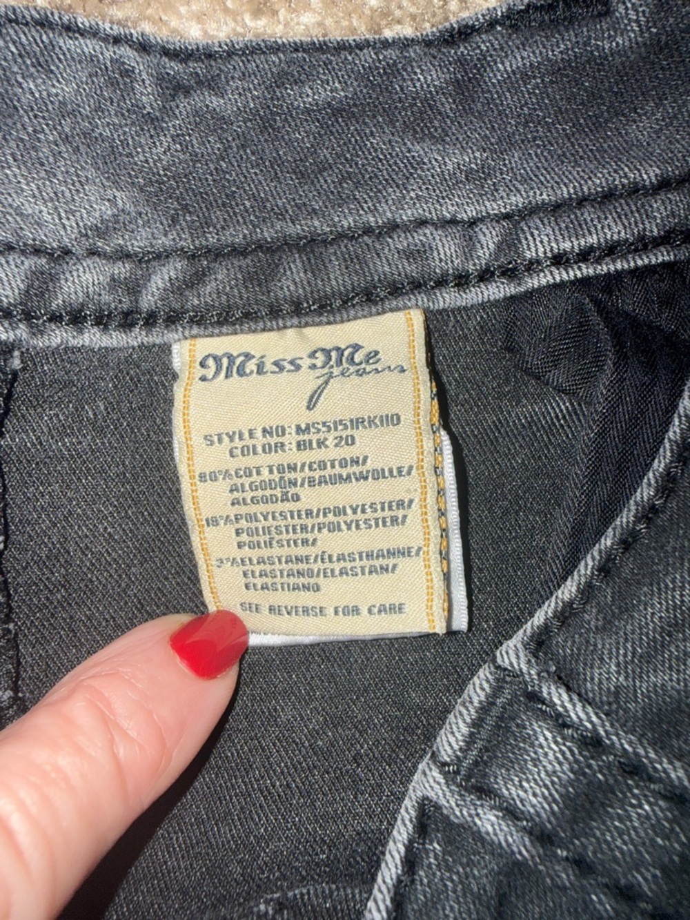 Miss Me Black Mid Rise Cropped Skinny Ankle Zip Jeans - size 30. B9 - Picture 7 of 8